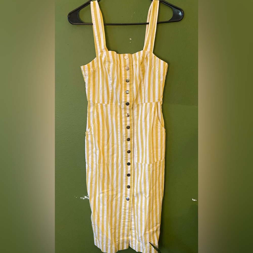 Forever 21 striped yellow and white pencil midi dress